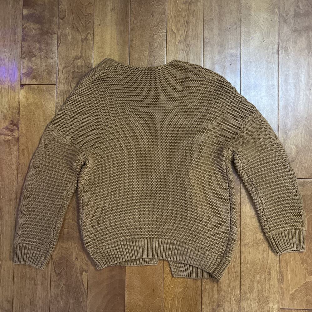 Brown Chunky Knit Cardigan Sweater Size Small Preppy Boho Casual Relaxed Indie - Picture 7 of 8